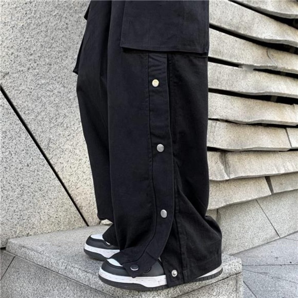 Women's Cargo Pants with Pockets Side Slit Baggy Streetwear Y2K Pants - Picture 5 of 7